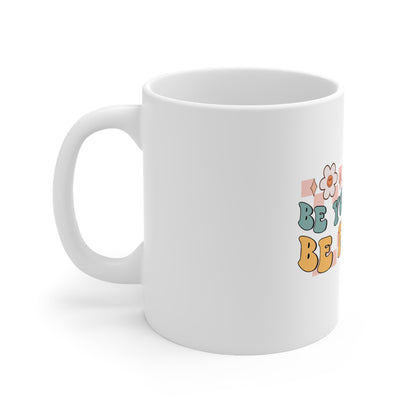 "Be Happy" Checkered Ceramic Mug