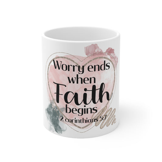 "Worry Ends" Ceramic Mug